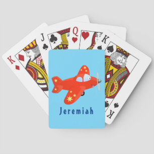 Jeu De Cartes Caricature de vol d'avion rouge mignon