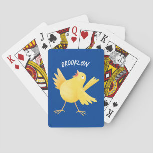 Jeu De Cartes Caricature d'oiseau canari jaune chantant mignon