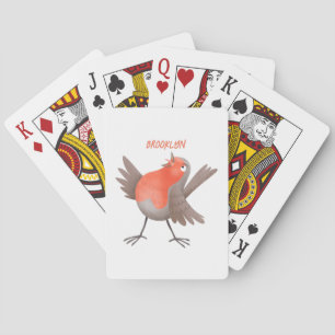 Jeu De Cartes Caricature d'oiseau rouge chantant mignon