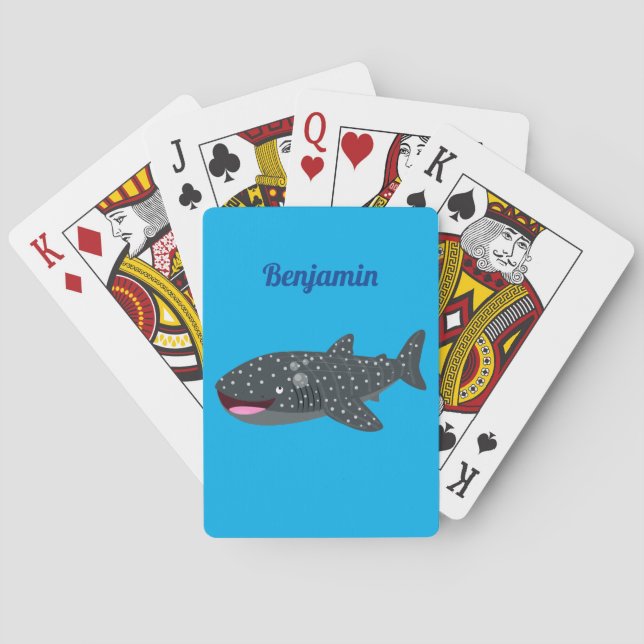 Jeu De Cartes Caricature joli requin baleine joyeux (dos)