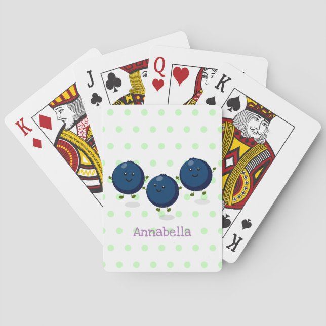 Jeu De Cartes Caricature mignonne de bleuets violets (dos)