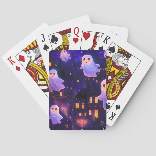 Jeu De Cartes Caricature mignonne Halloween Fantômes de vol de m (dos)