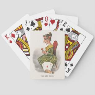 Jeu De Cartes Caricature Victorienne de Femme en Robe Rayée - As