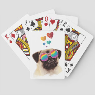 Jeu De Cartes Carlin Chien avec Coeurs Saint-Valentin