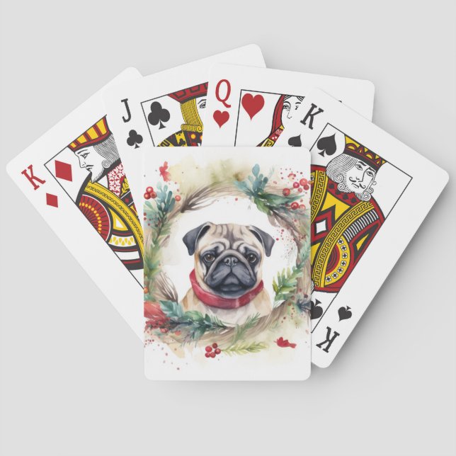 Jeu De Cartes Carlin Noël Wreath Festive Pup (dos)