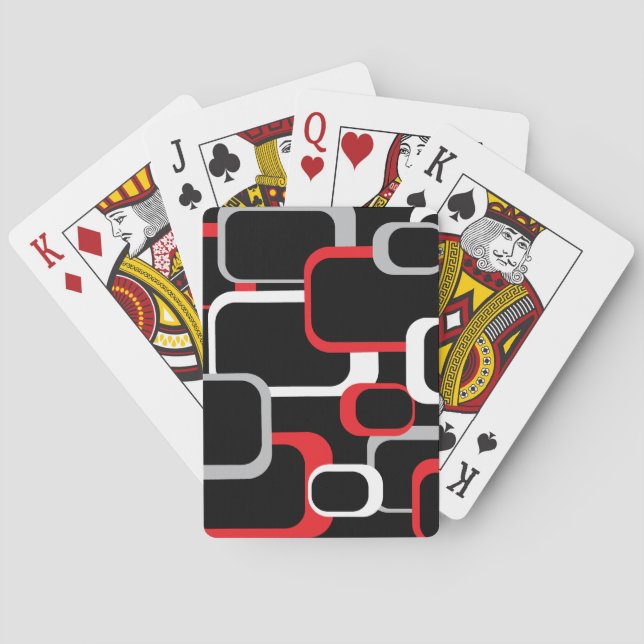 Jeu De Cartes Carré rétro rouge gris blanc noir Arrière - plan (dos)