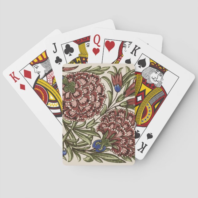 Jeu De Cartes Carreau de fleur d'œillet Art antique rustique De  (dos)
