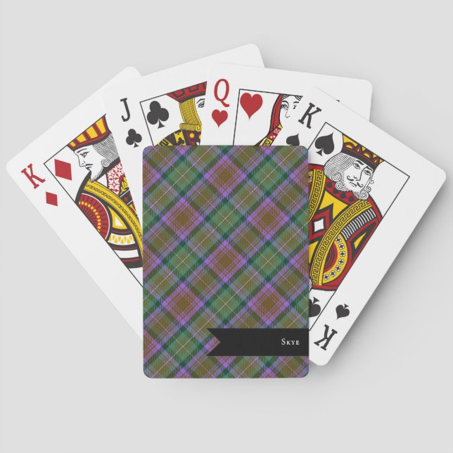 Jeu De Cartes Carreaux Highland Violet et Vert Céleste (dos)