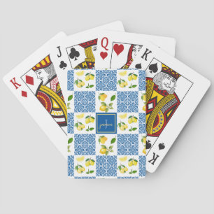 Jeu De Cartes Carrelage à motif de monogramme de citron de style