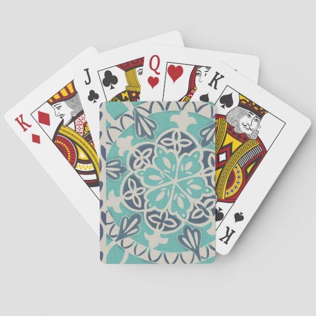 Jeu De Cartes Carrelage Batik Bleu I (dos)
