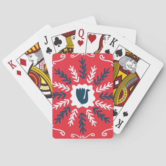 Jeu De Cartes Carrelage de Noël Folk Doodle Art (dos)