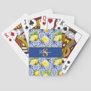 Jeu De Cartes Carrelage en forme de citron bleu blanc Citrus Mon