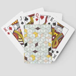 Jeu De Cartes Carrelage vintage, motif blanc noir géométrique.