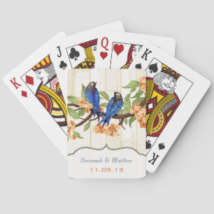 Jeu De Cartes Carte à jouer de mariage Oiseaux de l'amour Navy V