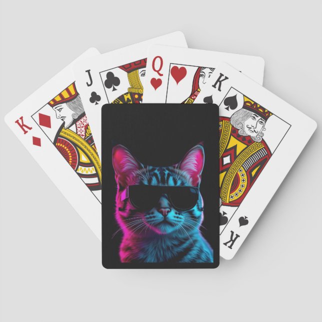 Jeu De Cartes Carte à jouer vibes de chat néon (dos)