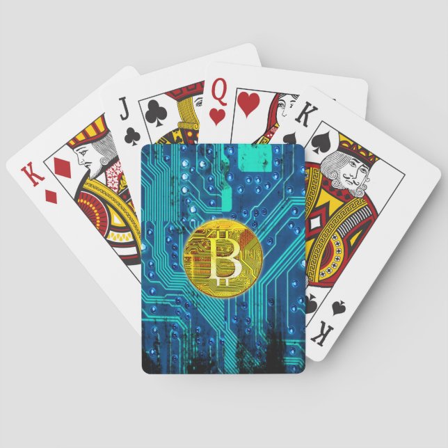 Jeu De Cartes Carte Bitcoin Cryptomonnaie et circuit (dos)