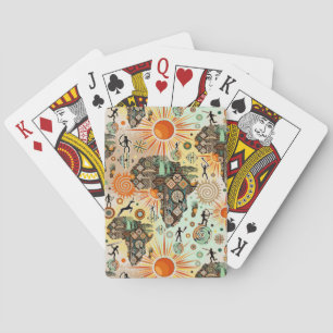 Jeu De Cartes Carte d'Afrique motif décoratif éléments tribaux