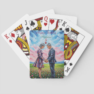 Jeu De Cartes Carte d'anniversaire romantique avec couple dans u