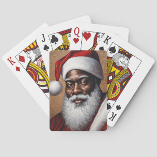 Jeu De Cartes Carte de jeu de Père Noël afro-américaine