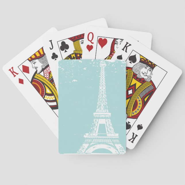 Jeu De Cartes Carte de jeu personnalisée Tour Eiffel bleu (dos)