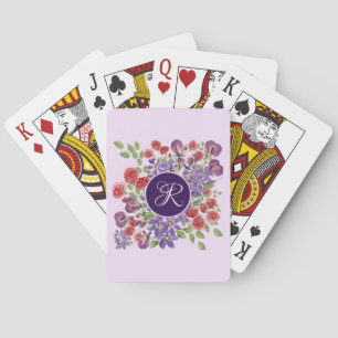 Jeu De Cartes Carte de lecture florale initiale personnalisée