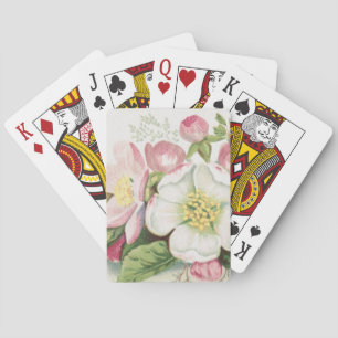 Jeu De Cartes Carte de Noël vintage rétro, fleurs de pommier