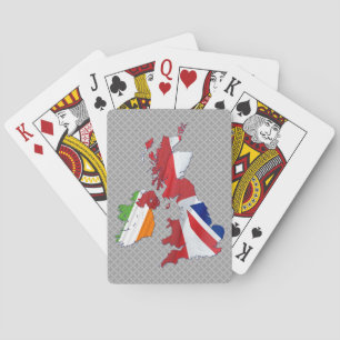 JEU DE CARTES CARTE DES ÎLES BRITANNIQUES ET DRAPEAUX JOUER CART