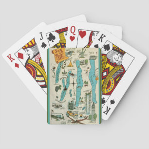 Jeu De Cartes Carte des lacs de doigts vintages Cartes de lectur