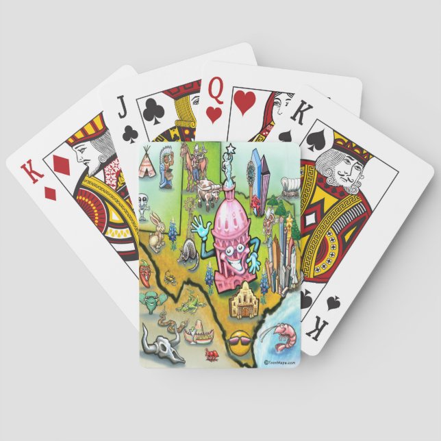 Jeu De Cartes Carte dessin animé d'Austin Texas (dos)