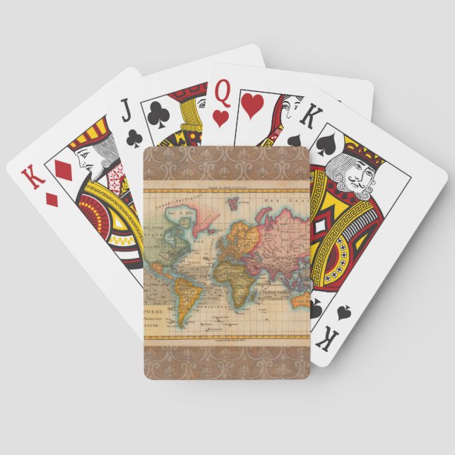 Jeu De Cartes Carte du monde 1700s Antique Continents (dos)