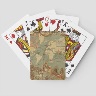 Jeu De Cartes Carte du monde Antique 1886 Illustré