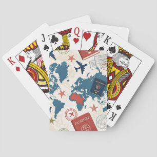 Jeu De Cartes Carte du monde motif de voyage