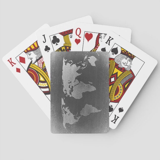 Jeu De Cartes Carte du monde noir et blanc (dos)