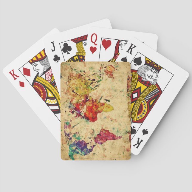 Jeu De Cartes carte du monde vintage (dos)