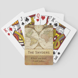 Jeu De Cartes Carte du monde vintage "Où dirigez-vous..."