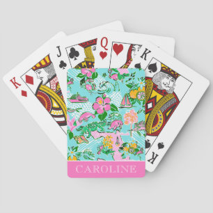 Jeu De Cartes Carte Floride Preppy Palm Beach Motif Imprimer