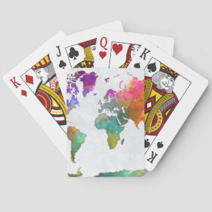 Jeu De Cartes Carte Mondiale En Aquarelle
