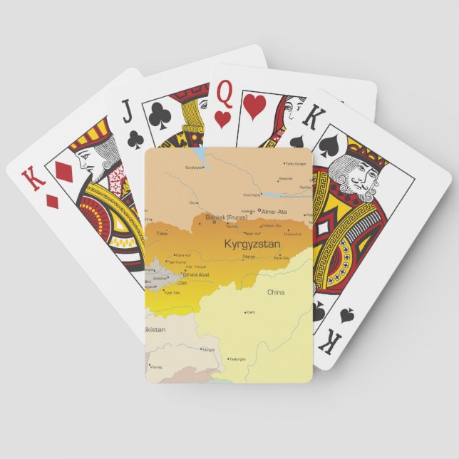 Jeu De Cartes Carte politique du Kirghizistan et d'Asie centrale (dos)