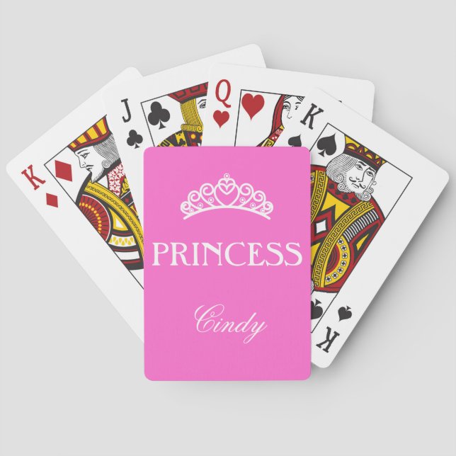 Jeu De Cartes Carte princesse personnalisée en rose avec nom (dos)