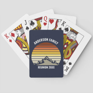 Jeu De Cartes Carte Retro Sunset Mountain bleu marine