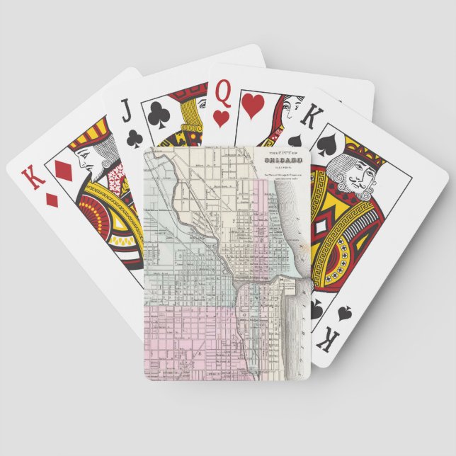 Jeu De Cartes Carte vintage de Chicago (1855) (dos)