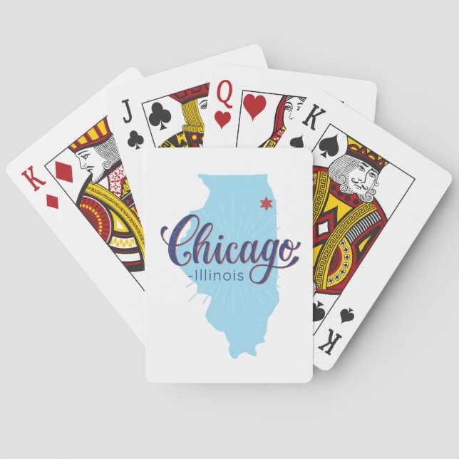Jeu De Cartes Carte Vintage de Chicago Illinois (dos)