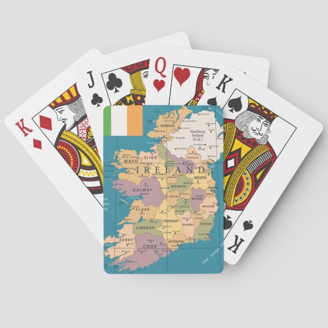 Jeu De Cartes Carte vintage de l'Irlande (dos)