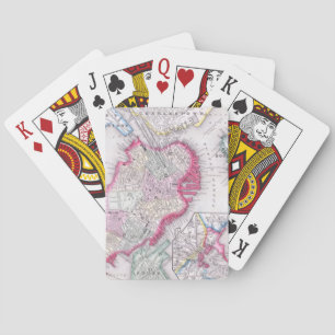 Jeu De Cartes Carte vintage du centre de Boston (1864)