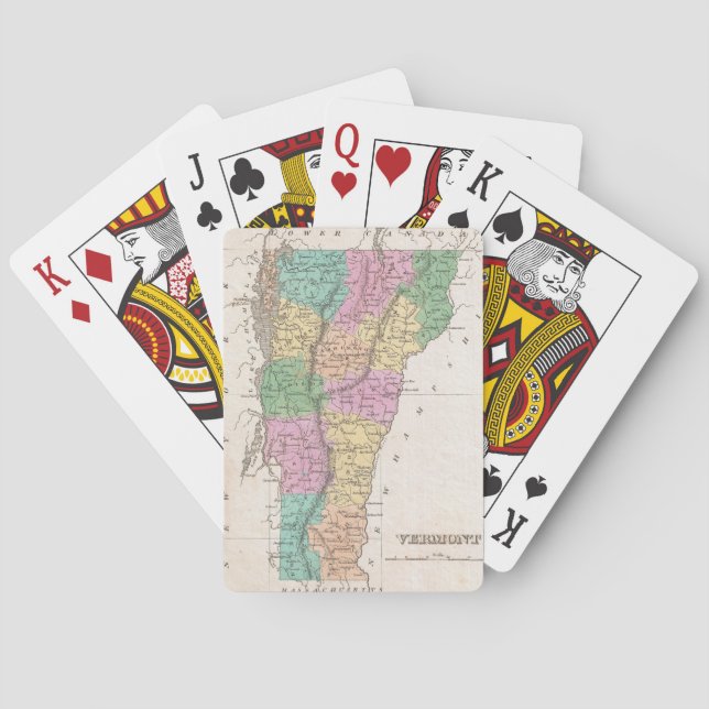 Jeu De Cartes Carte vintage du Vermont (1827) (dos)
