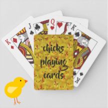 "Cartes à jouer aux poussins" Motif jaune amusant 