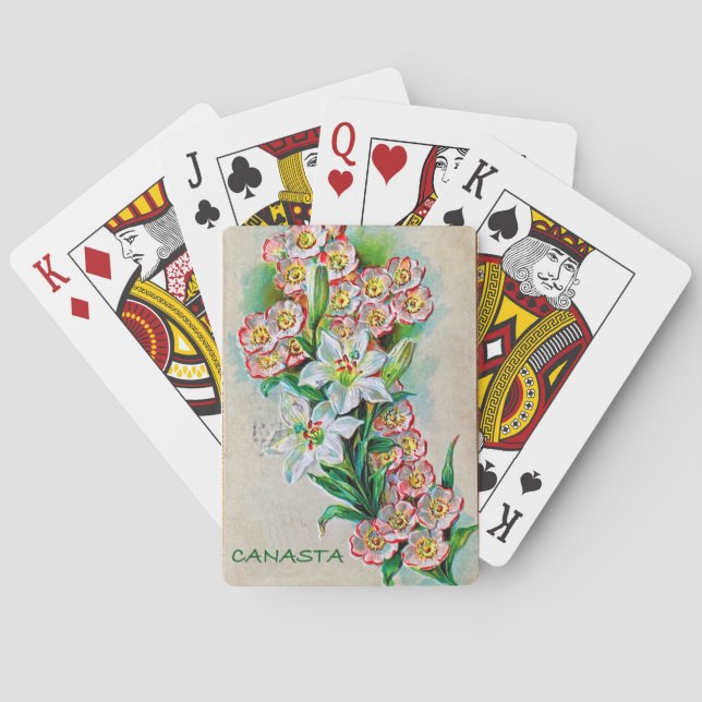 JEU DE CARTES CARTES CANASTA FLEURS VINTAGES (dos)