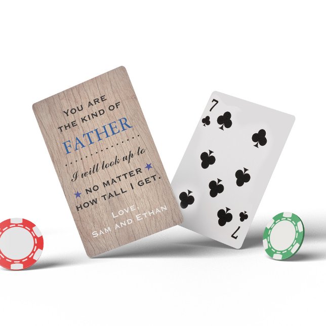 Jeu De Cartes Cartes de fête des pères avec devis sentimental (Poker playing cards with sentimental quote for dad.)
