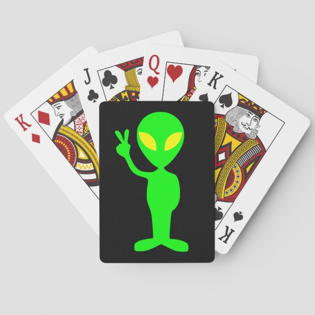JEU DE CARTES CARTES DE JEU ALIEN VERT PAIX (dos)