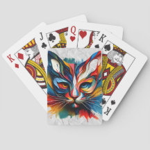Cartes de Jeu Art Chat - Feline gras et coloré